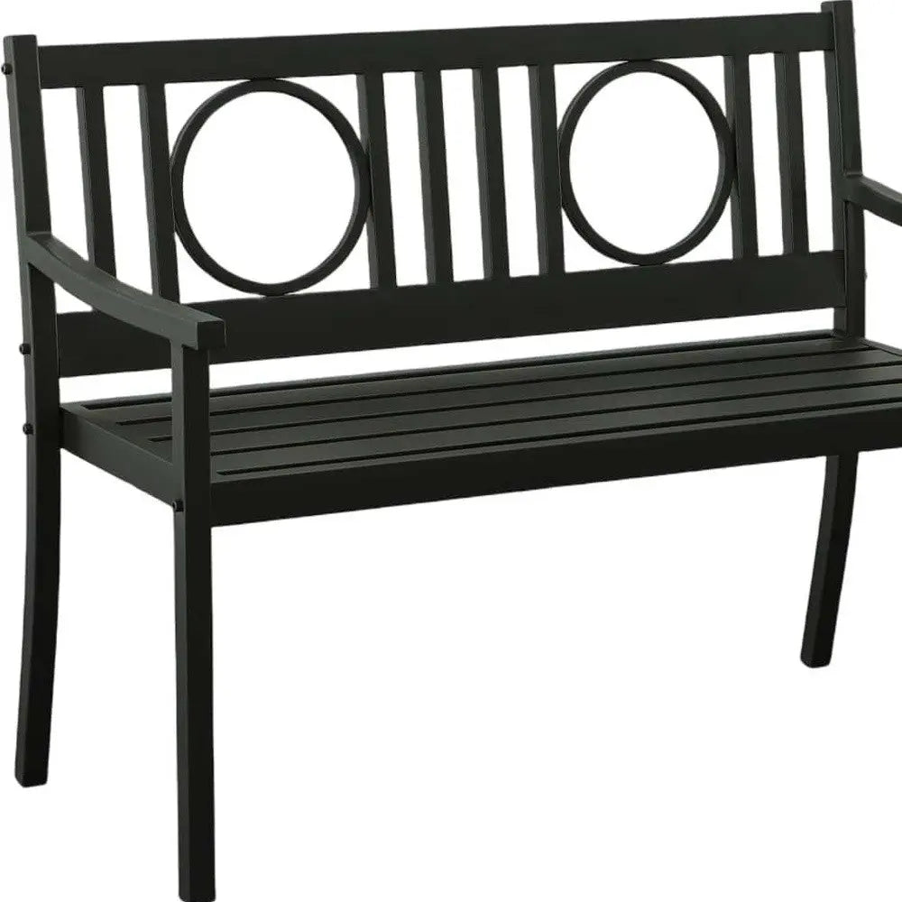 45" Black Metal Geometric Back Garden Patio Bench Homeroots Outdoor