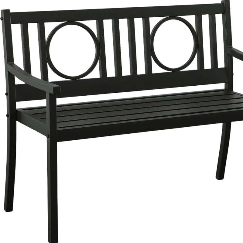45" Black Metal Geometric Back Garden Patio Bench Homeroots Outdoor