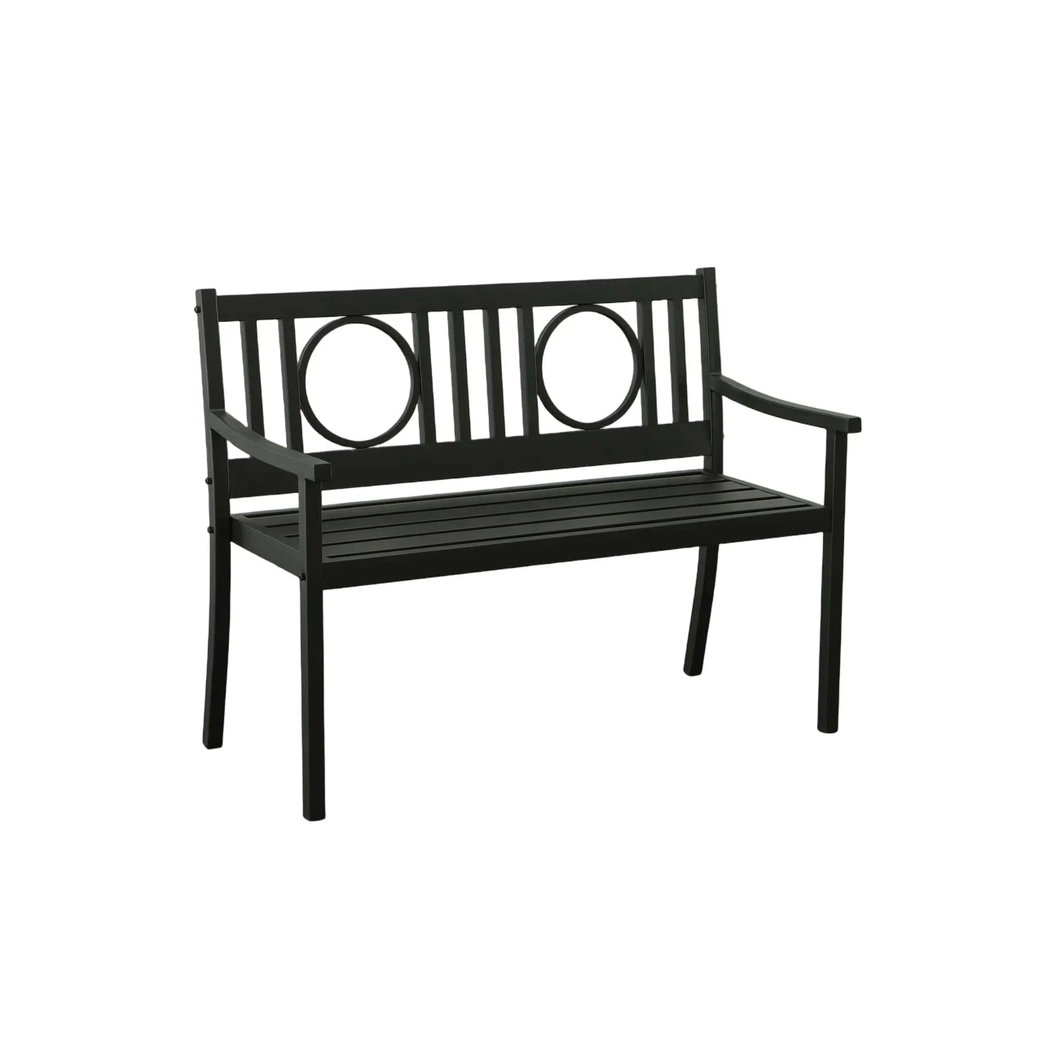45" Black Metal Geometric Back Garden Patio Bench Homeroots Outdoor