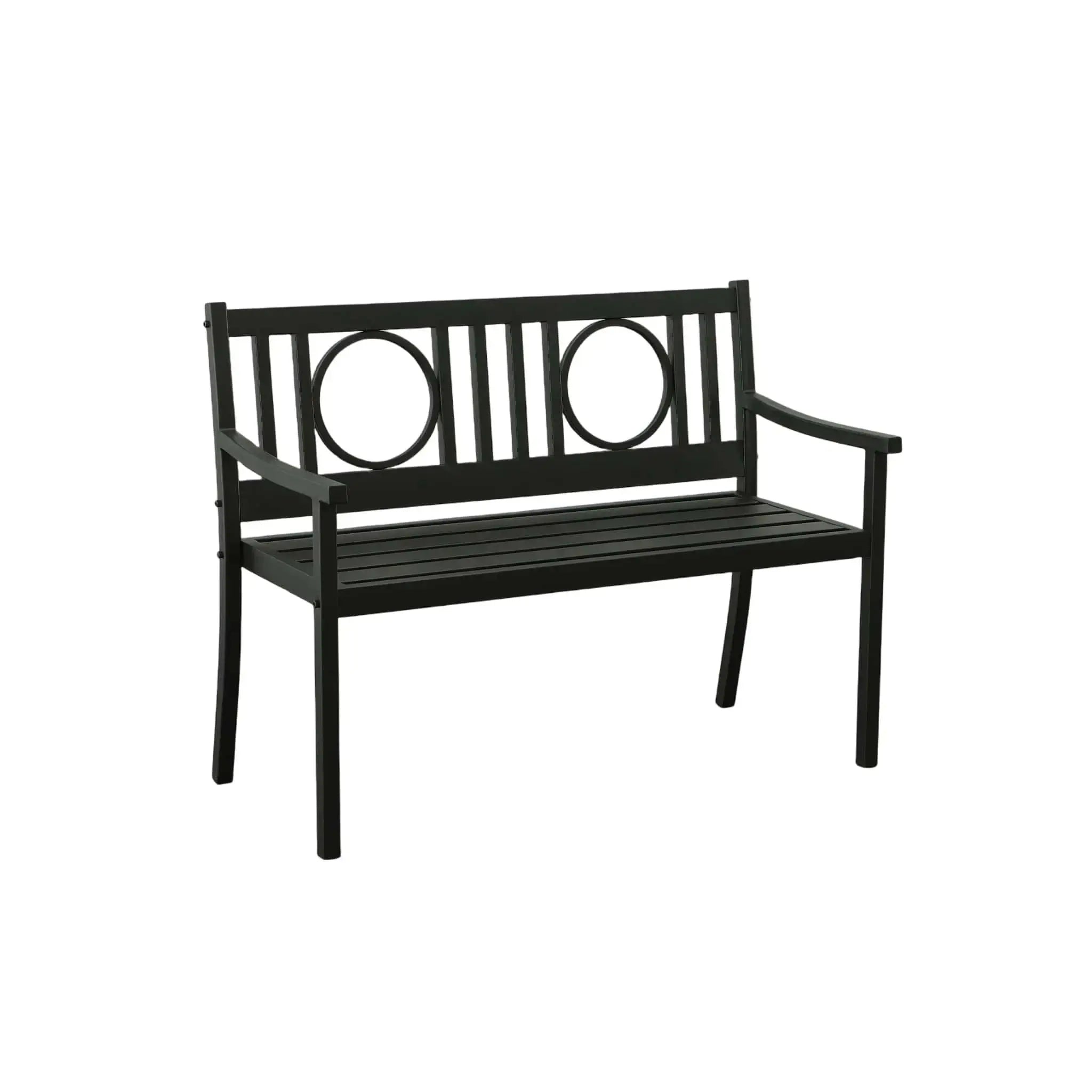 45" Black Metal Geometric Back Garden Patio Bench Homeroots Outdoor