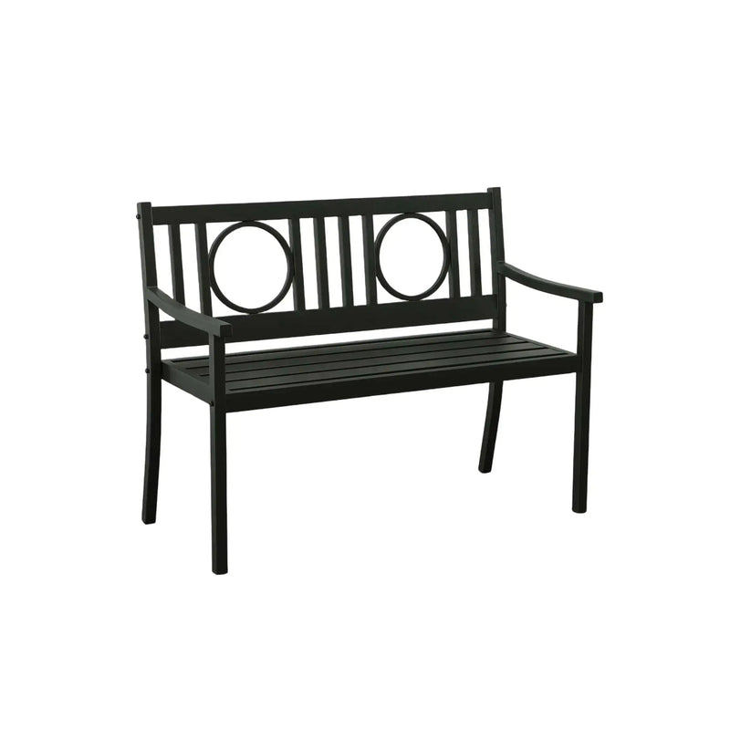 45" Black Metal Geometric Back Garden Patio Bench Homeroots Outdoor
