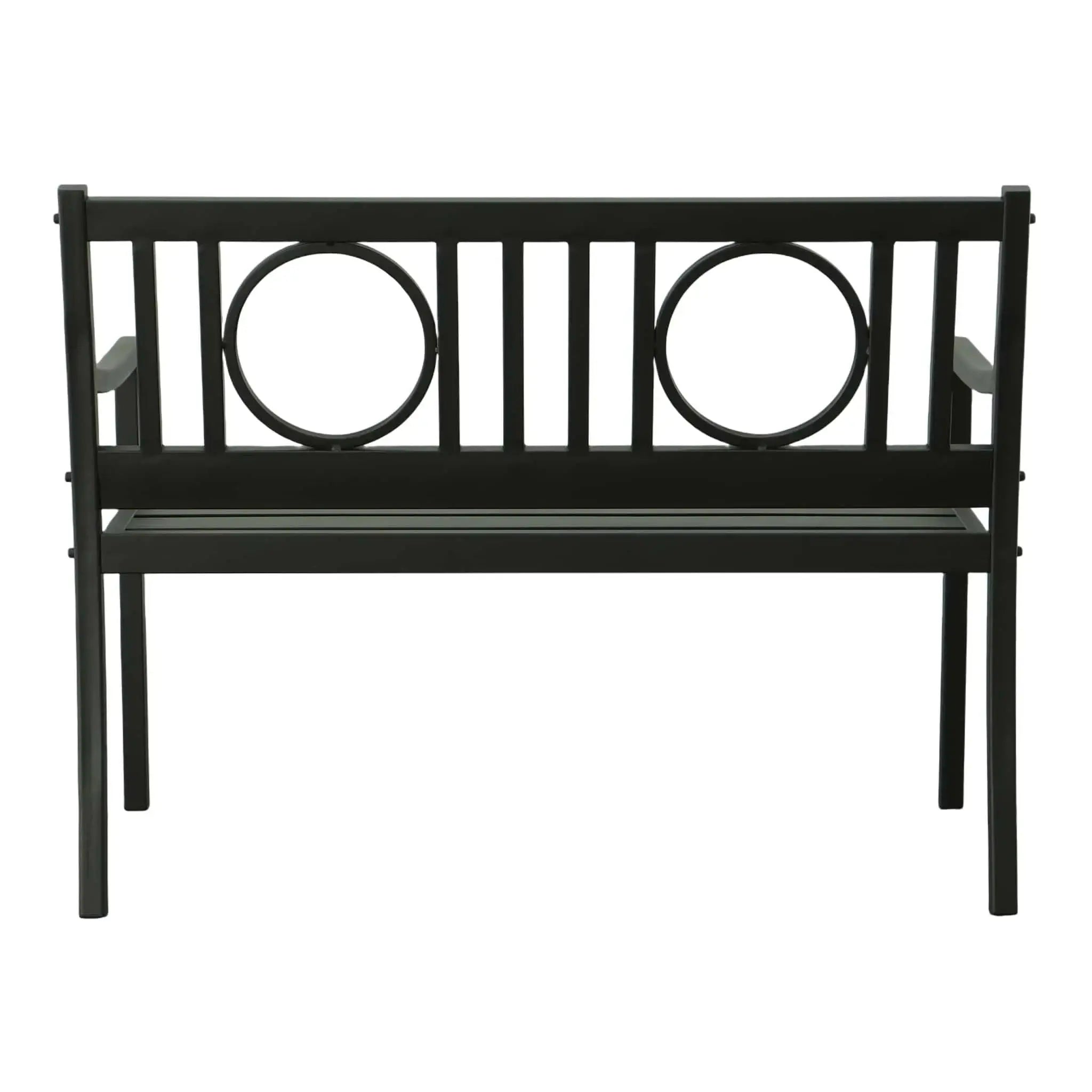 45" Black Metal Geometric Back Garden Patio Bench Homeroots Outdoor