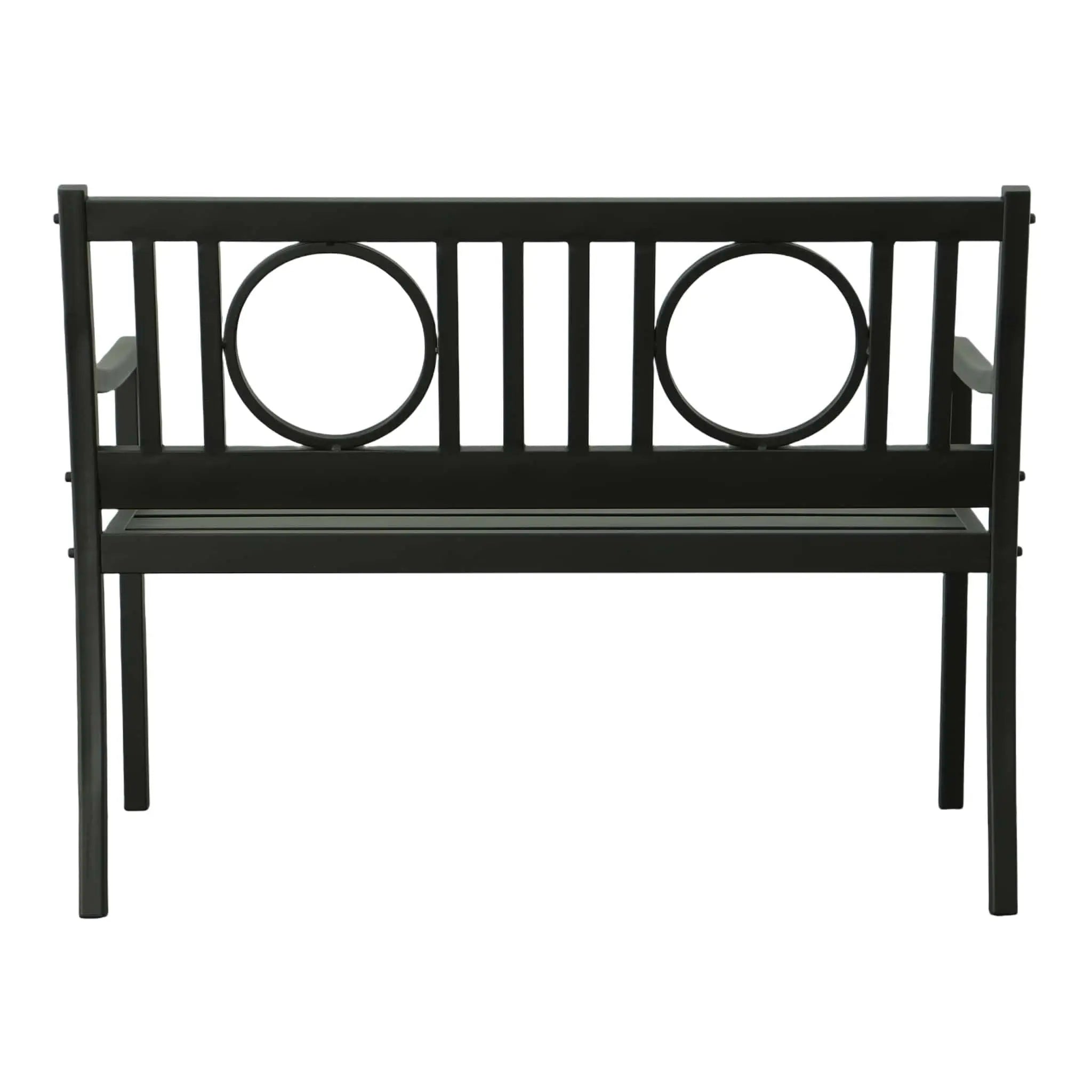 45" Black Metal Geometric Back Garden Patio Bench Homeroots Outdoor