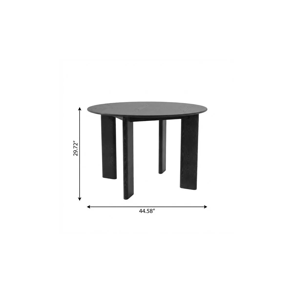 45" Black Solid Wood Round Top Dining Table Homeroots Kitchen & Dining
