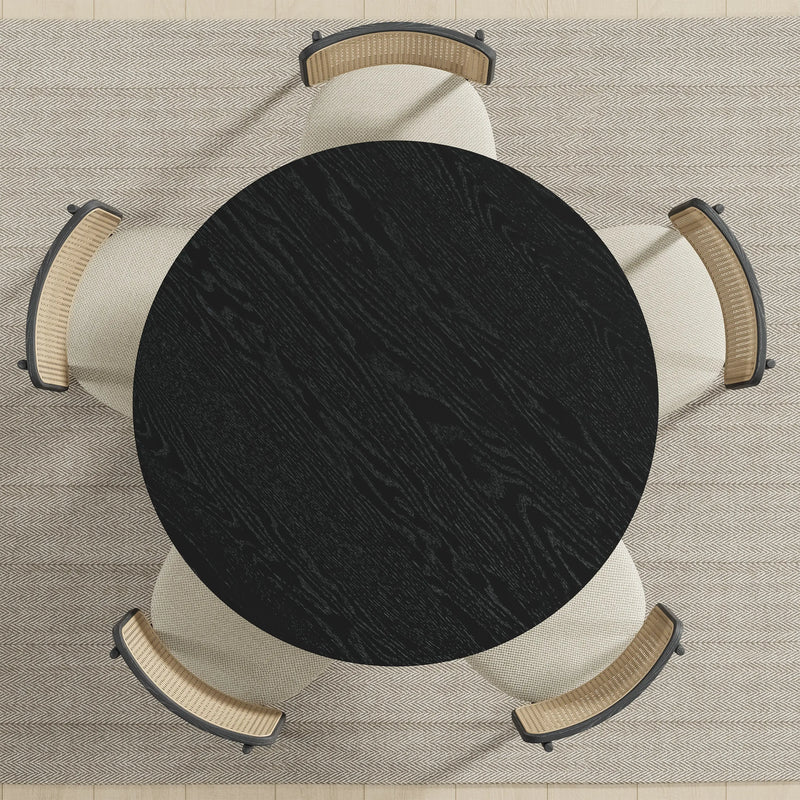 45" Black Solid Wood Round Top Dining Table Homeroots Kitchen & Dining