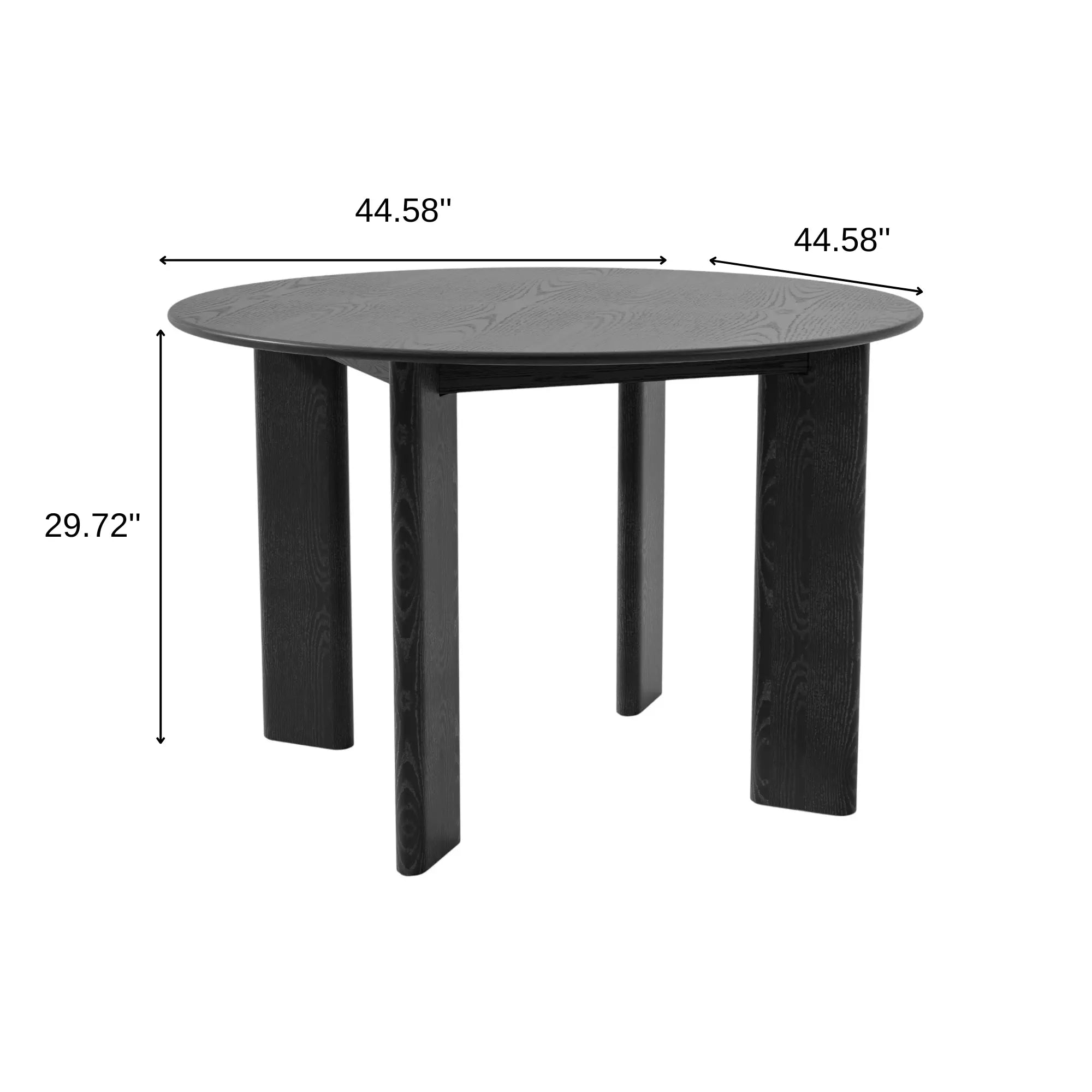 45" Black Solid Wood Round Top Dining Table Homeroots Kitchen & Dining