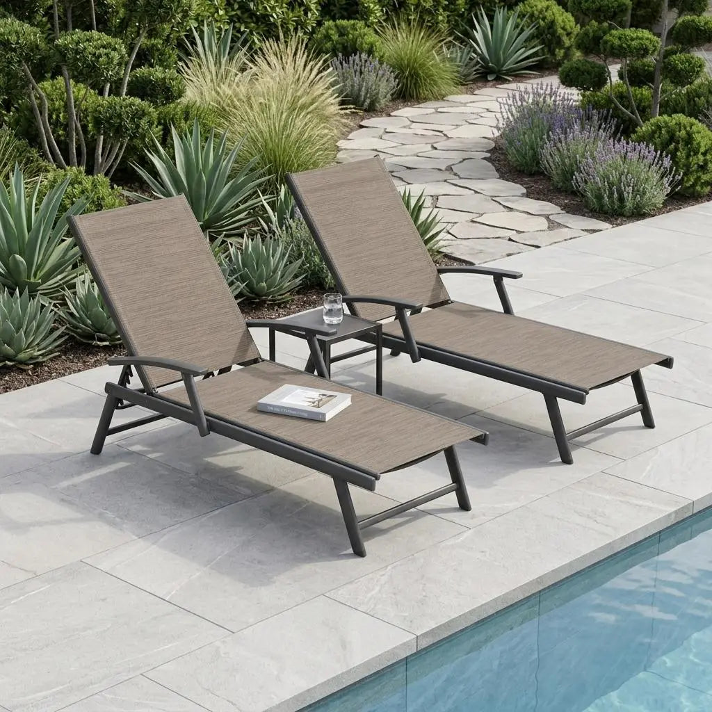 45" Espresso Aluminum Eight Position Adjustable Outdoor Folding Chaise Lounge Homeroots Outdoor