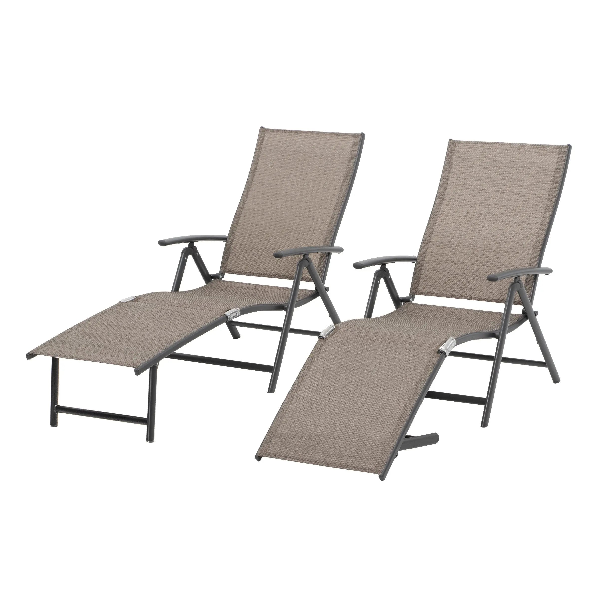 45" Espresso Aluminum Eight Position Adjustable Outdoor Folding Chaise Lounge Homeroots Outdoor