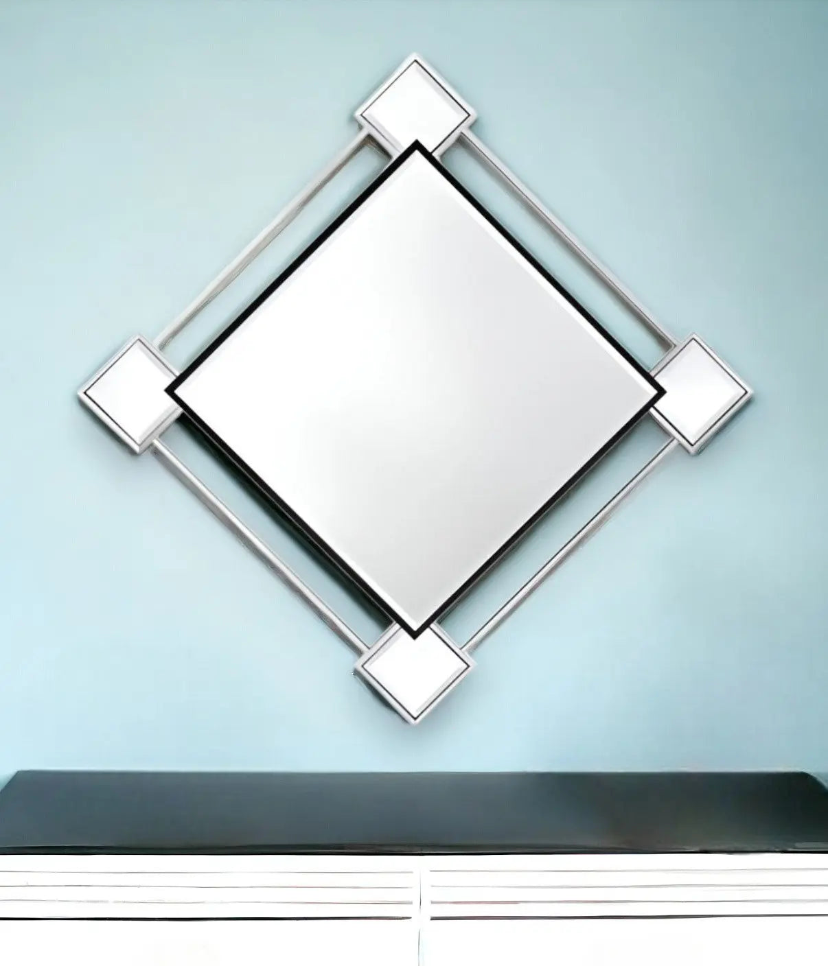 45" Gray And Black Abstract Metal Framed Accent Mirror Homeroots Bed & Bath