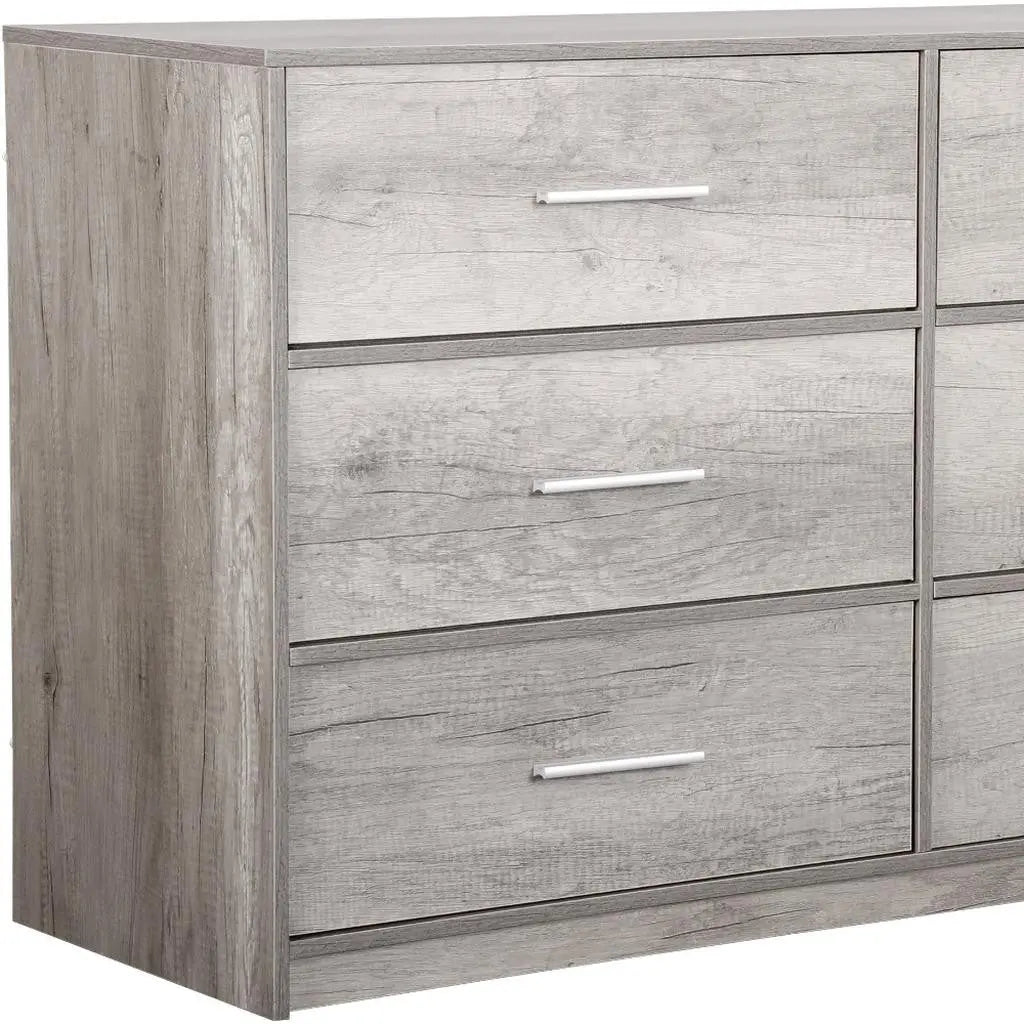45" Gray Fabric Wood and Steel Six Drawer Double Dresser Homeroots Bed & Bath