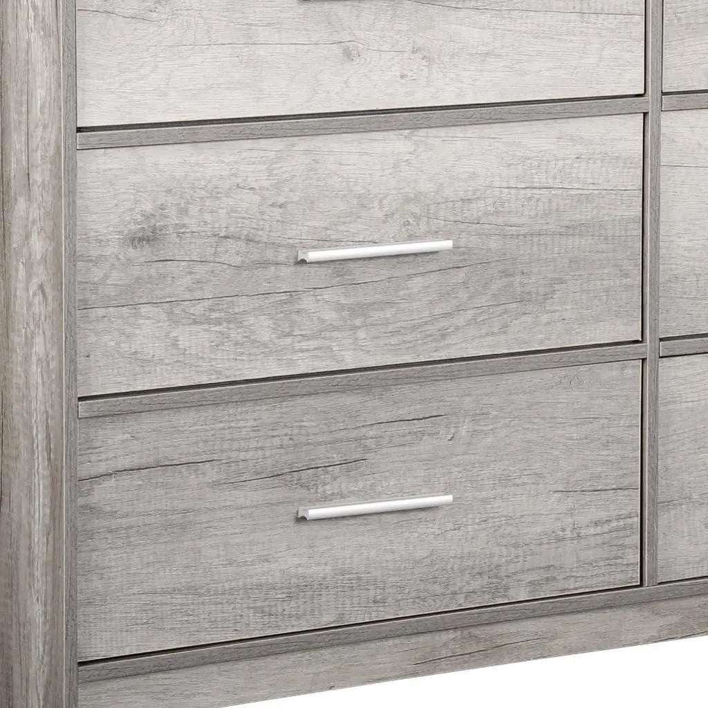45" Gray Fabric Wood and Steel Six Drawer Double Dresser Homeroots Bed & Bath