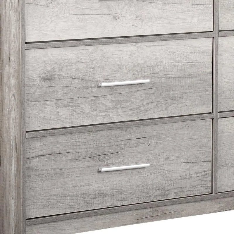 45" Gray Fabric Wood and Steel Six Drawer Double Dresser Homeroots Bed & Bath