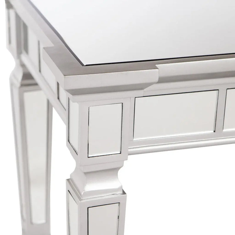 45" Silver Mirrored Glass Free Form Console Table Homeroots Living Room