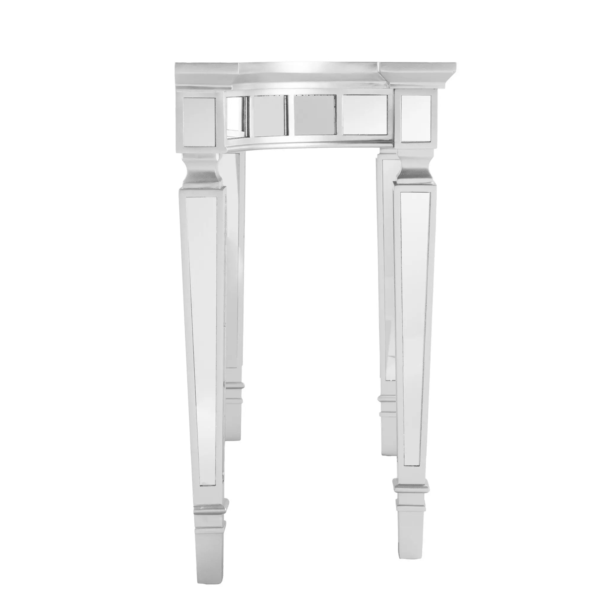 45" Silver Mirrored Glass Free Form Console Table Homeroots Living Room