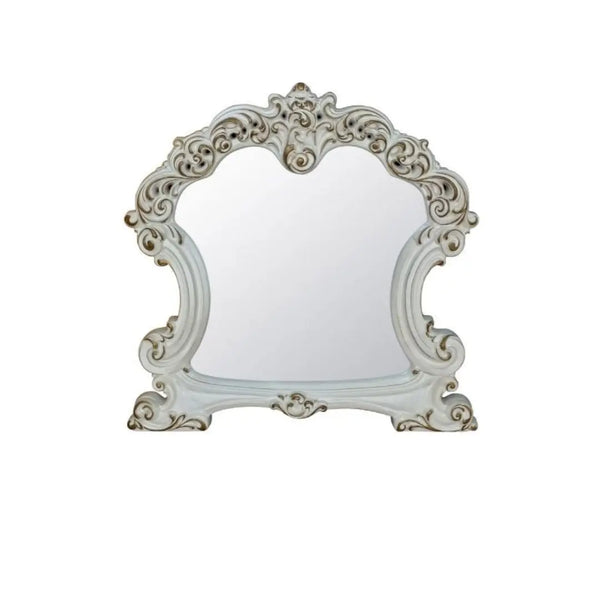 45" White Abstract Wood Framed Mounted Dresser Mirror Homeroots Bed & Bath