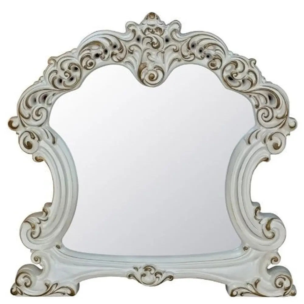 45" White Abstract Wood Framed Mounted Dresser Mirror Homeroots Bed & Bath