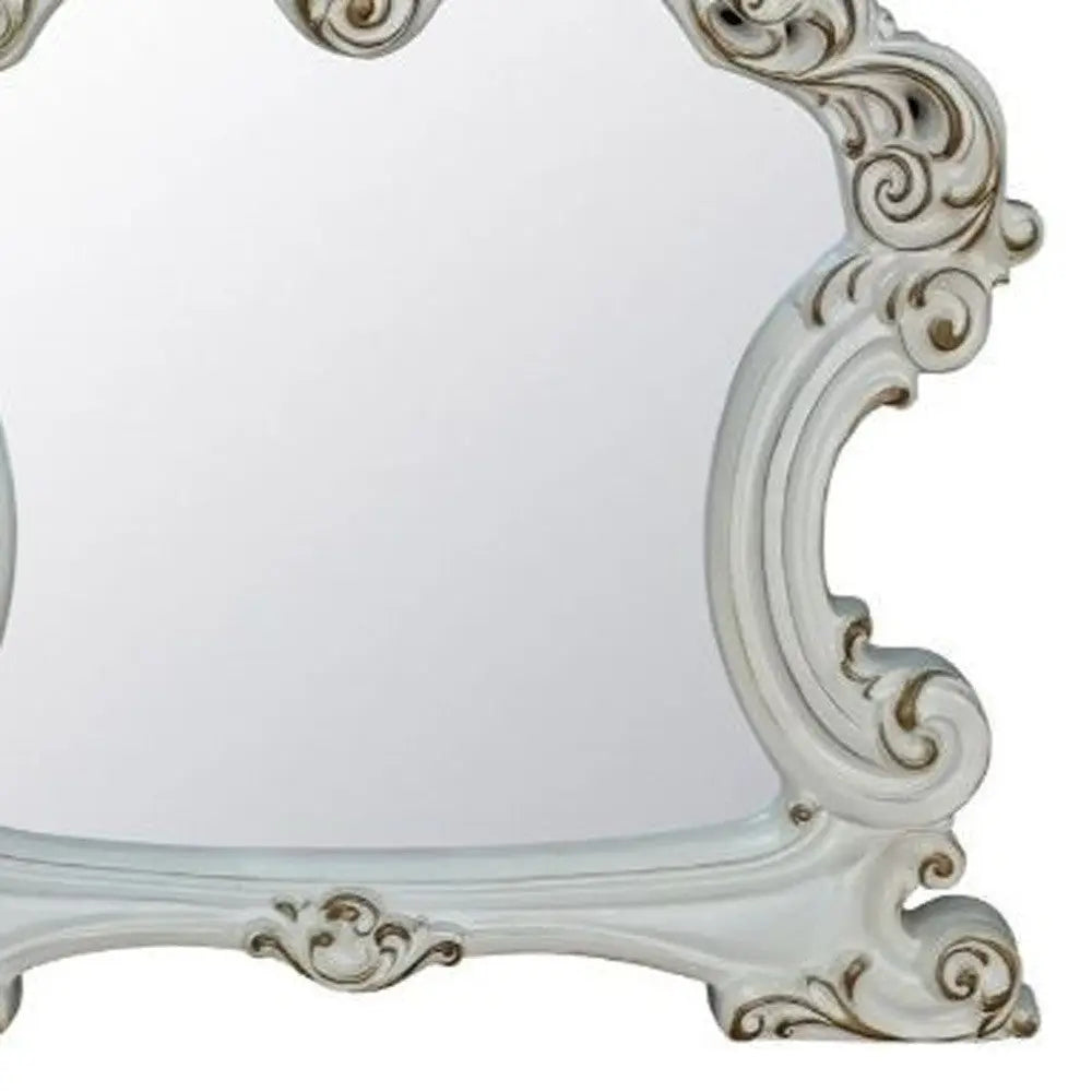 45" White Abstract Wood Framed Mounted Dresser Mirror Homeroots Bed & Bath