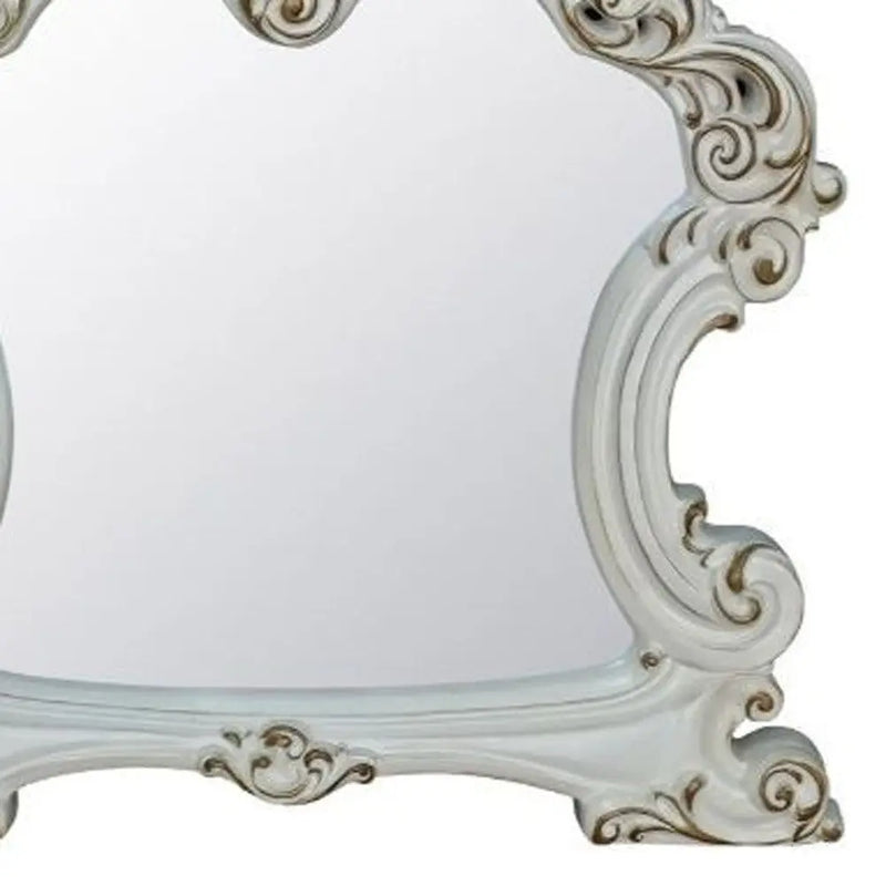 45" White Abstract Wood Framed Mounted Dresser Mirror Homeroots Bed & Bath