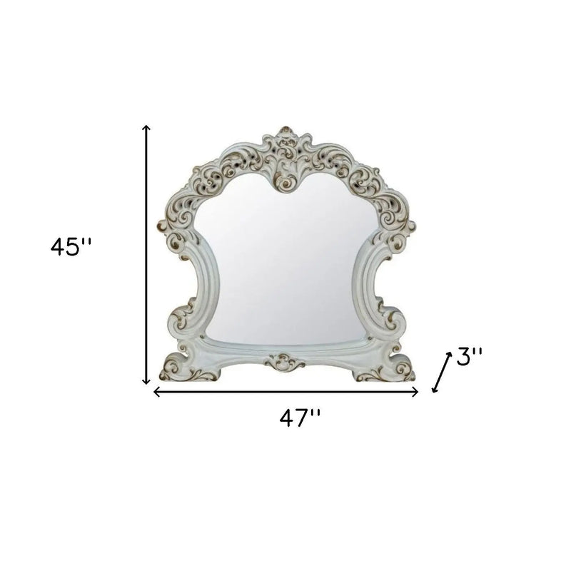 45" White Abstract Wood Framed Mounted Dresser Mirror Homeroots Bed & Bath