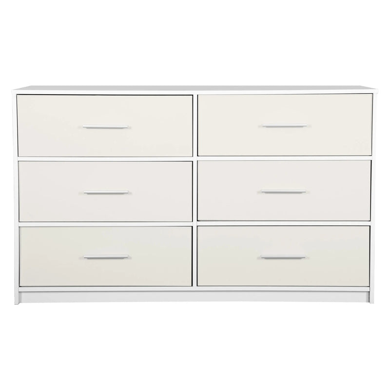 45" White Fabric Wood and Steel Six Drawer Double Dresser Homeroots Bed & Bath