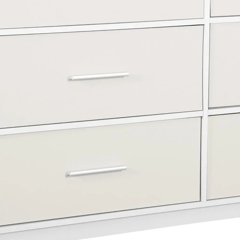 45" White Fabric Wood and Steel Six Drawer Double Dresser Homeroots Bed & Bath