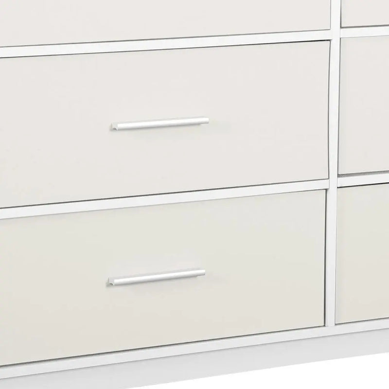 45" White Fabric Wood and Steel Six Drawer Double Dresser Homeroots Bed & Bath