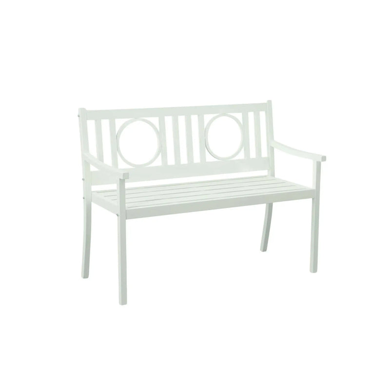 45" White Metal Garden Patio Bench Homeroots Outdoor