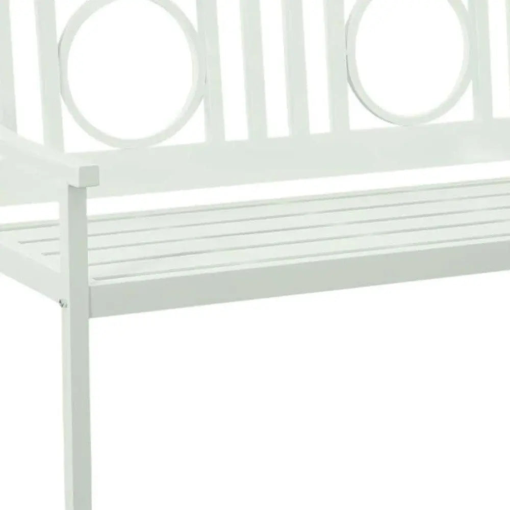 45" White Metal Garden Patio Bench Homeroots Outdoor