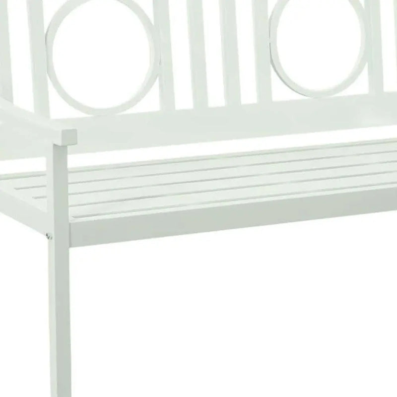 45" White Metal Garden Patio Bench Homeroots Outdoor