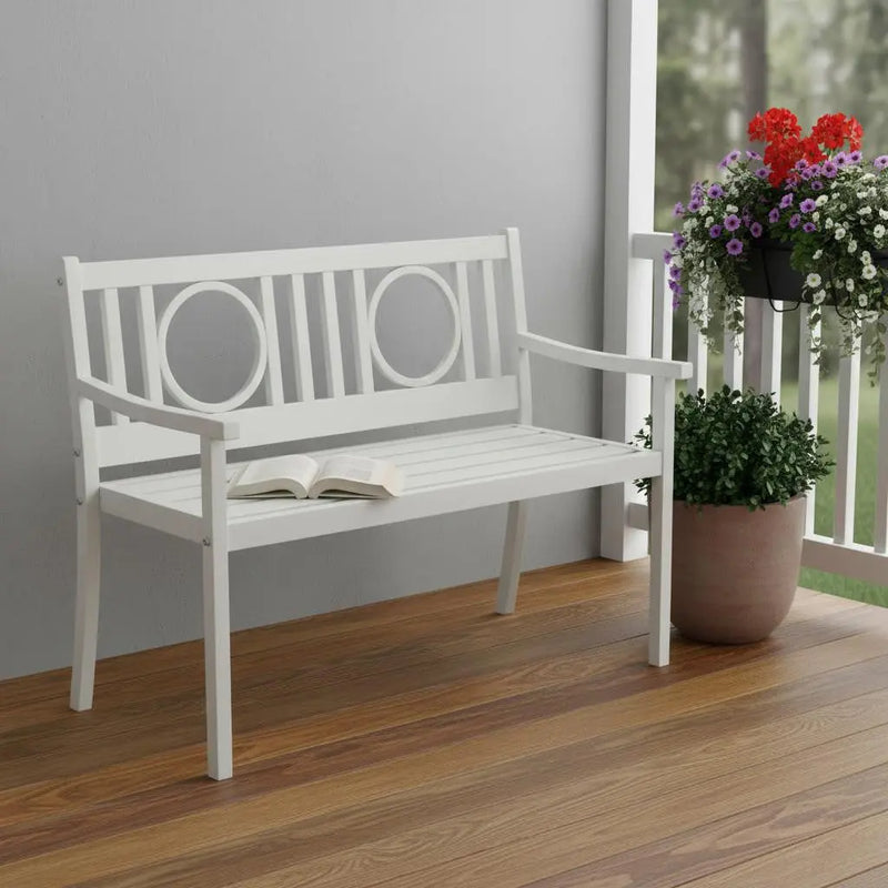 45" White Metal Garden Patio Bench Homeroots Outdoor