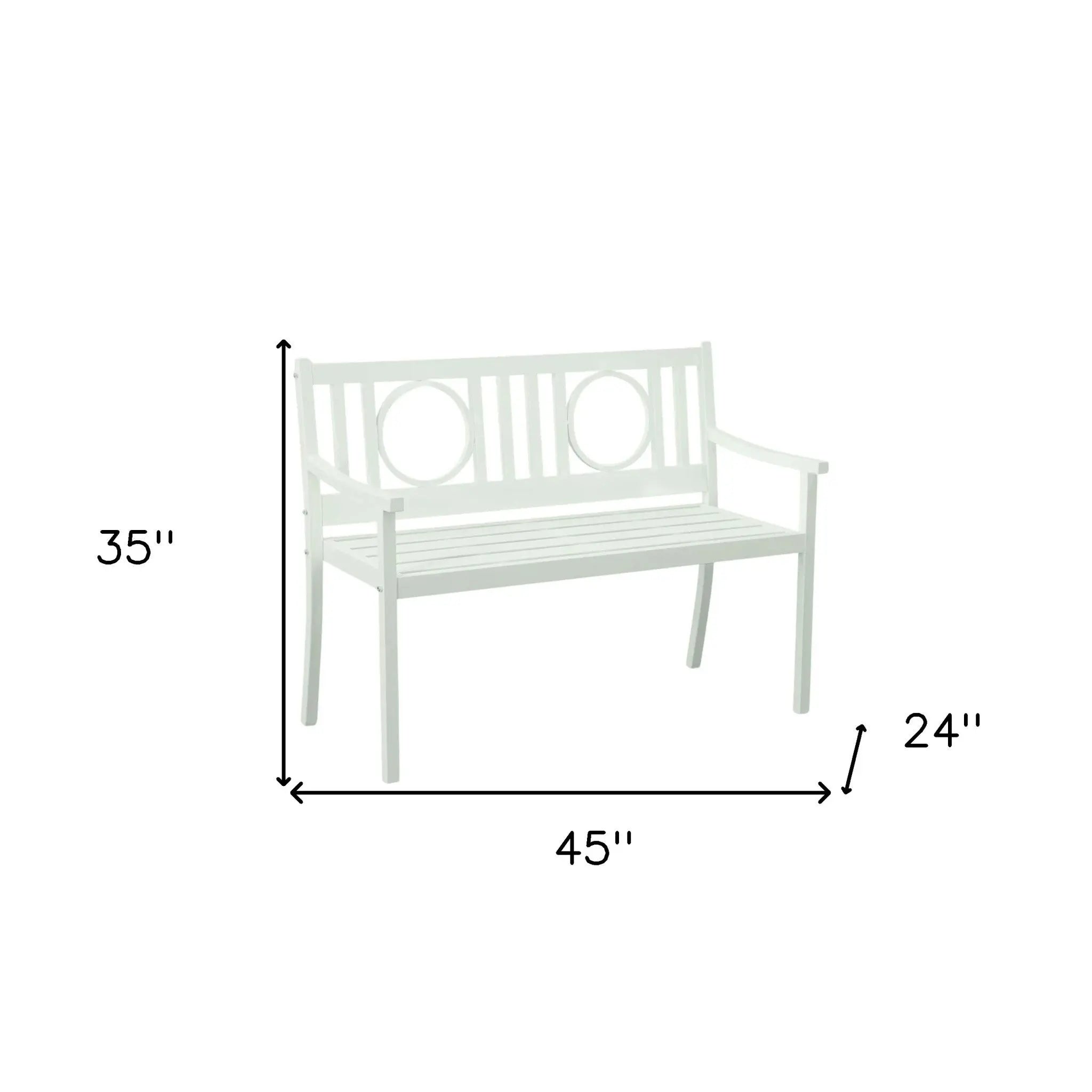 45" White Metal Garden Patio Bench Homeroots Outdoor