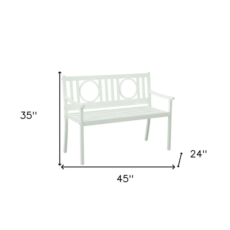 45" White Metal Garden Patio Bench Homeroots Outdoor