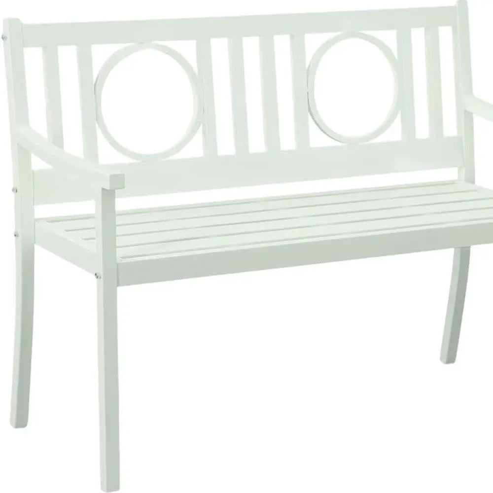 45" White Metal Garden Patio Bench Homeroots Outdoor