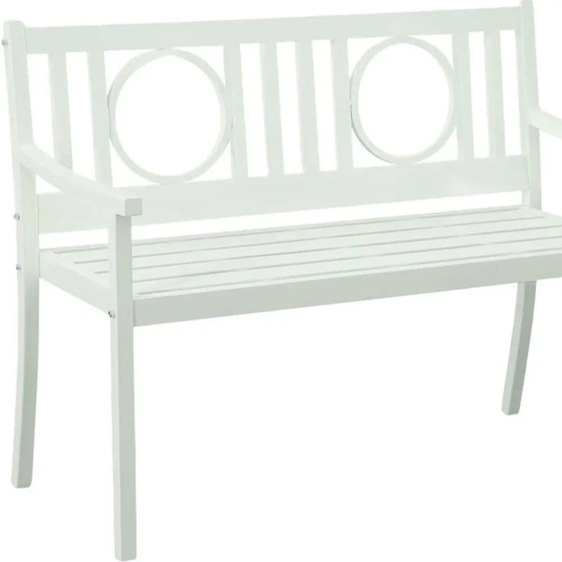 45" White Metal Garden Patio Bench Homeroots Outdoor