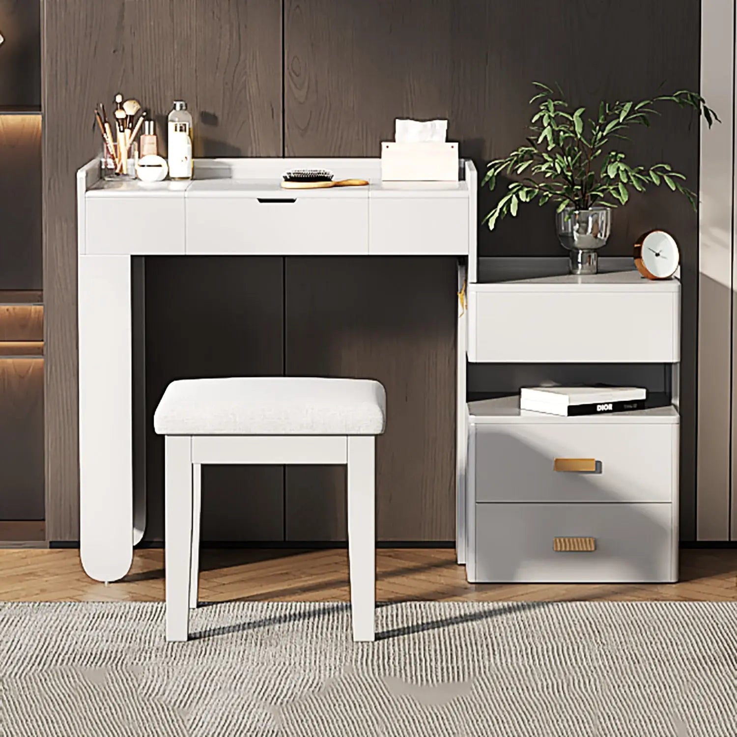 45" White Five Drawer Vanity Table - GreatEagleInc