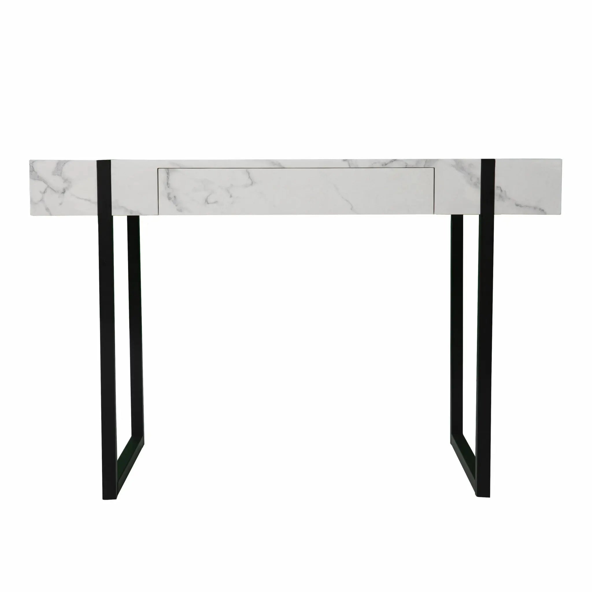 45" White and Black Writing Desk Homeroots Office