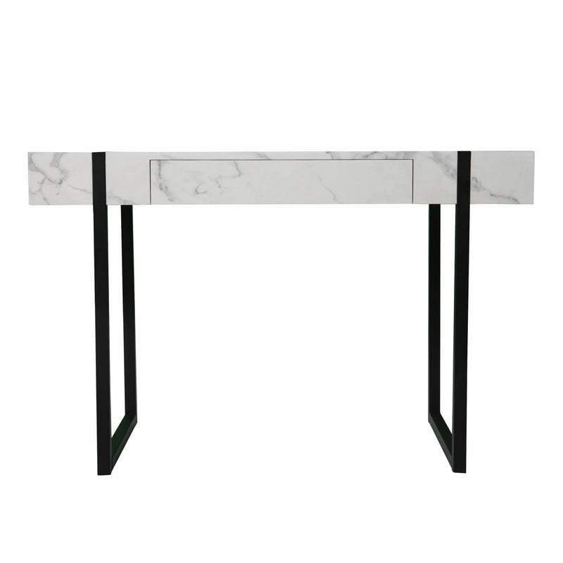 45" White and Black Writing Desk Homeroots Office