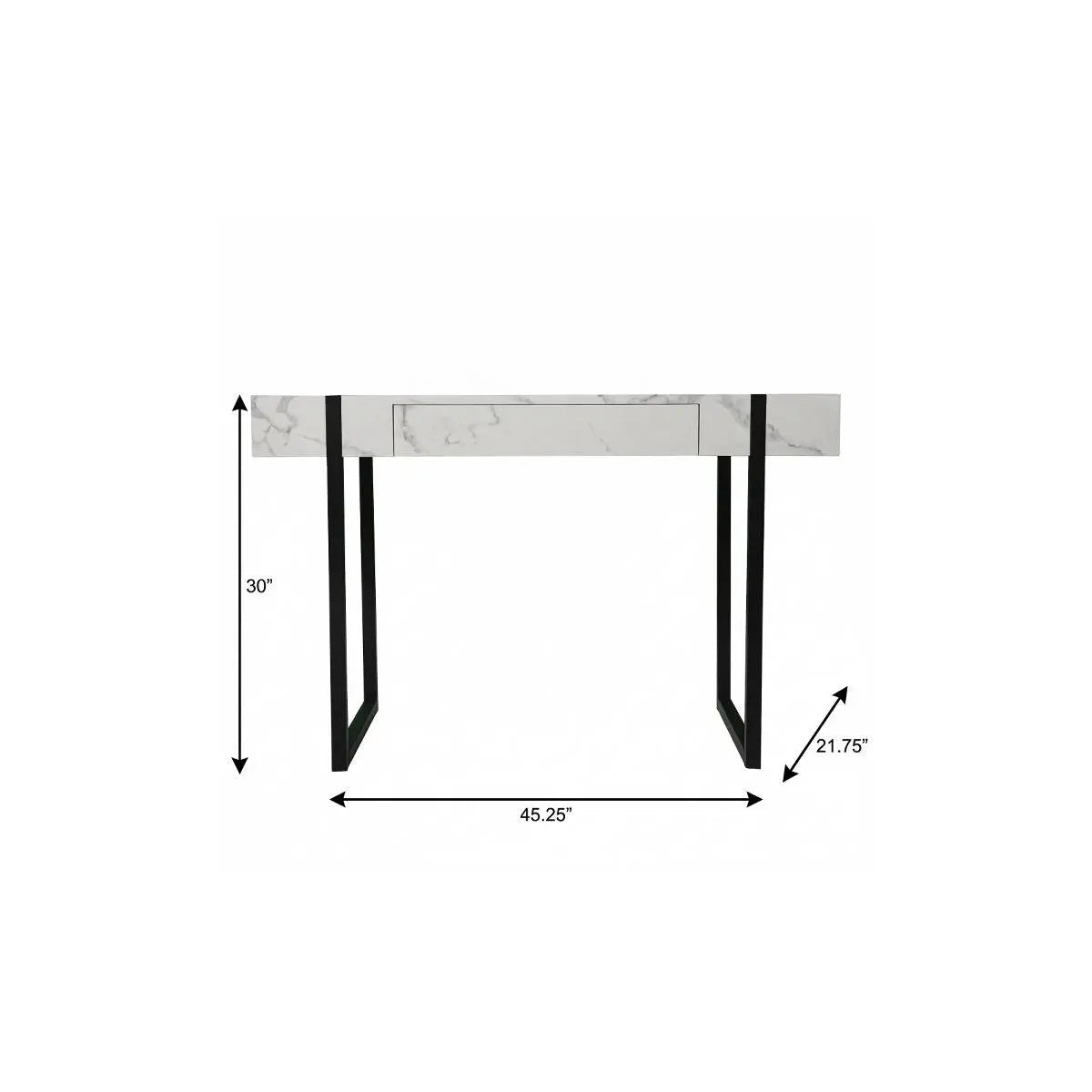 45" White and Black Writing Desk Homeroots Office