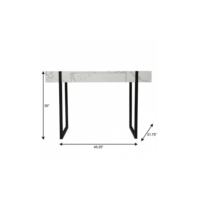 45" White and Black Writing Desk Homeroots Office