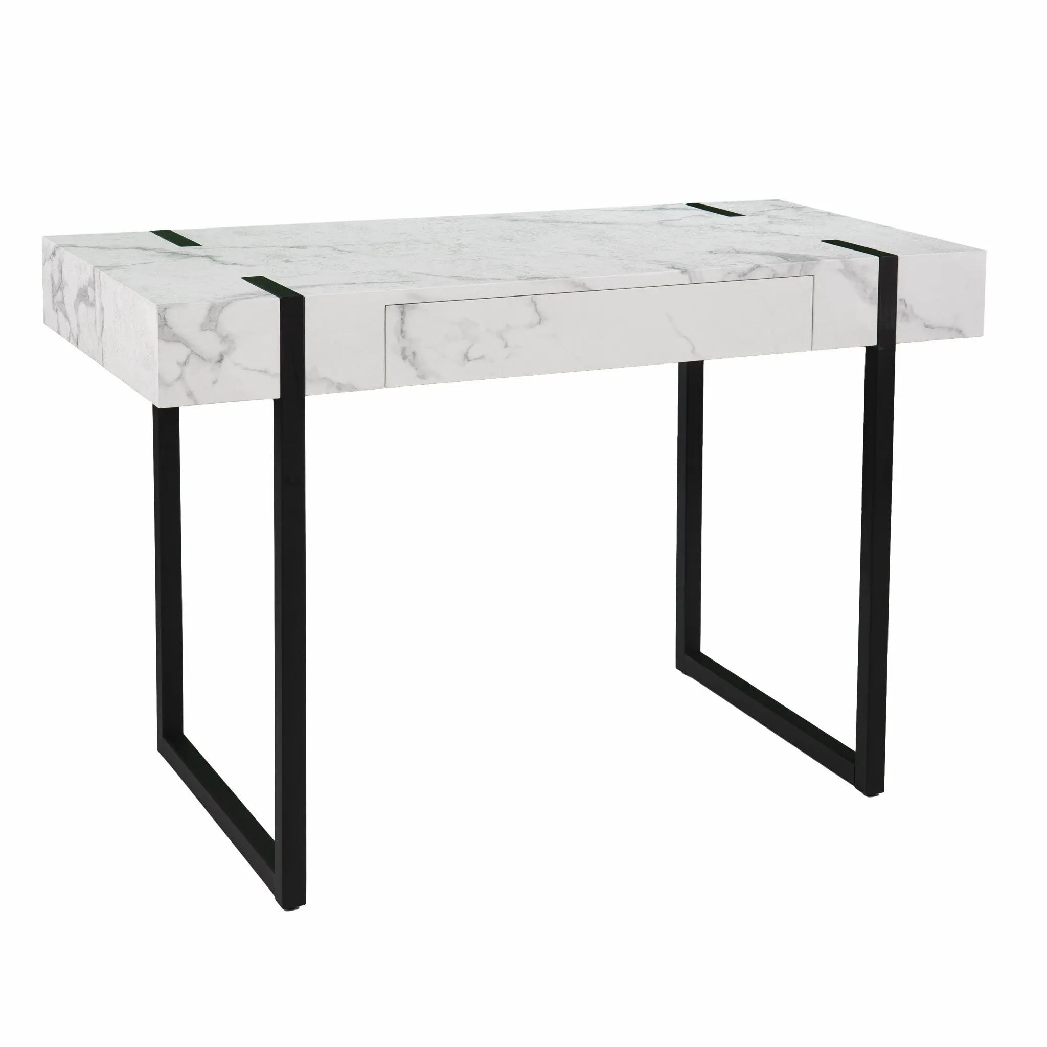 45" White and Black Writing Desk Homeroots Office
