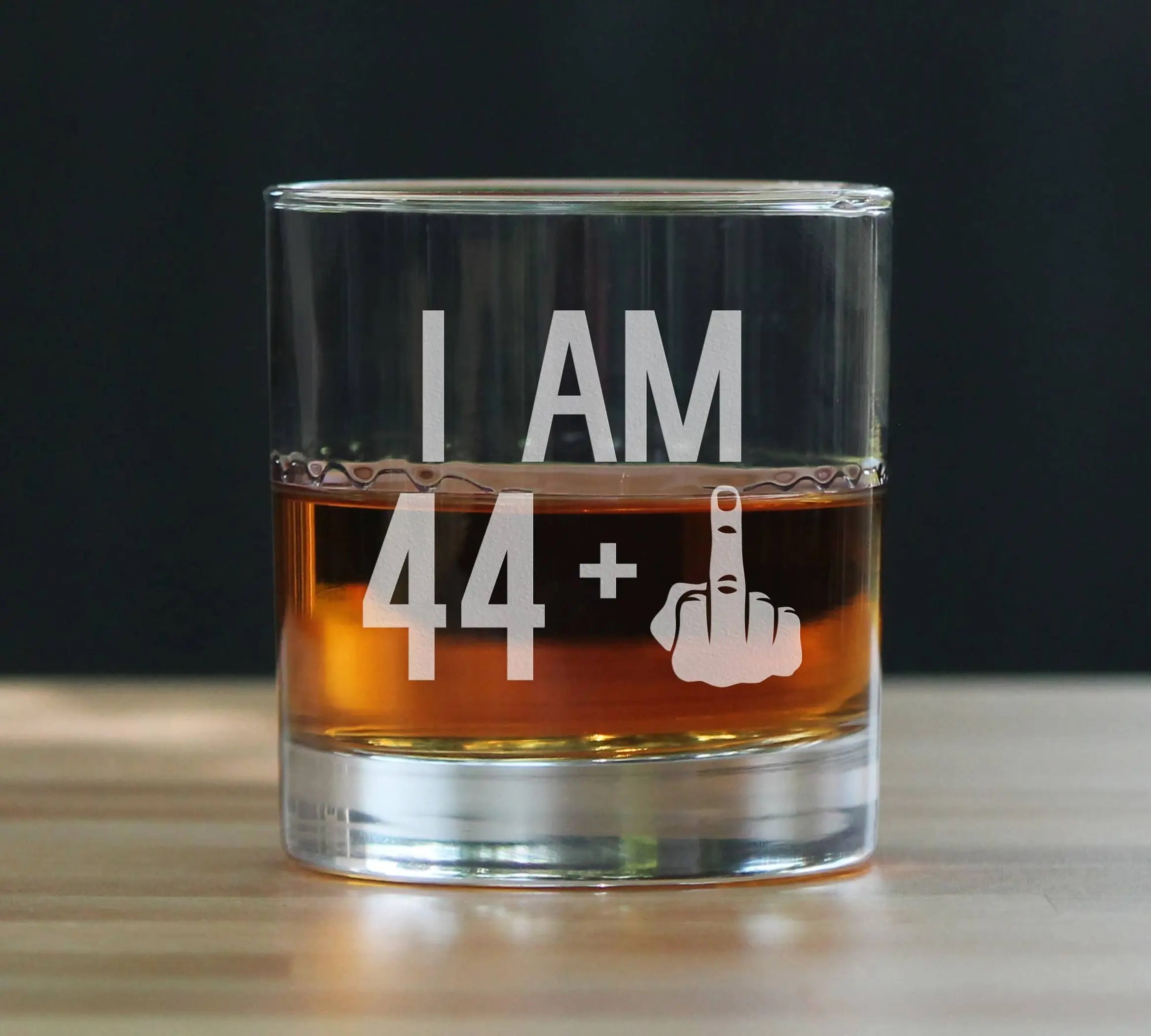 45th Birthday Gifts - 44 Middle Finger Whiskey Rocks Glass Bevvee