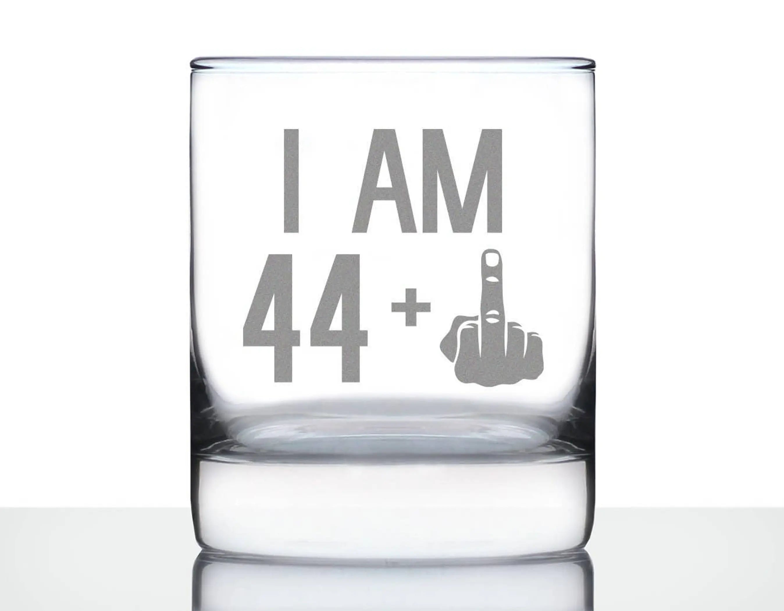 45th Birthday Gifts - 44 Middle Finger Whiskey Rocks Glass Bevvee