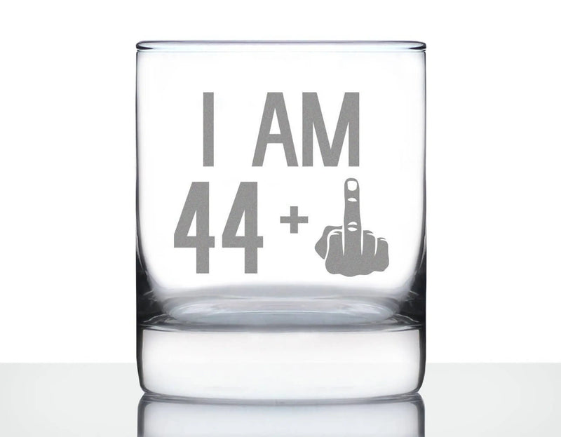 45th Birthday Gifts - 44 Middle Finger Whiskey Rocks Glass Bevvee