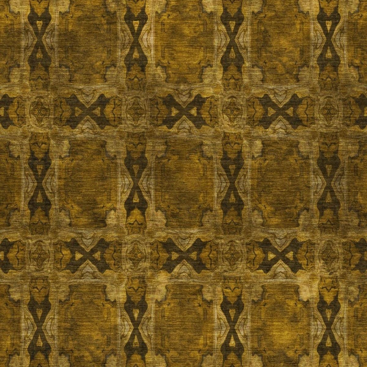 10' X 14' Chocolate And Gold Geometric Shag Washable Area Rug With UV Protection - Home & Garden