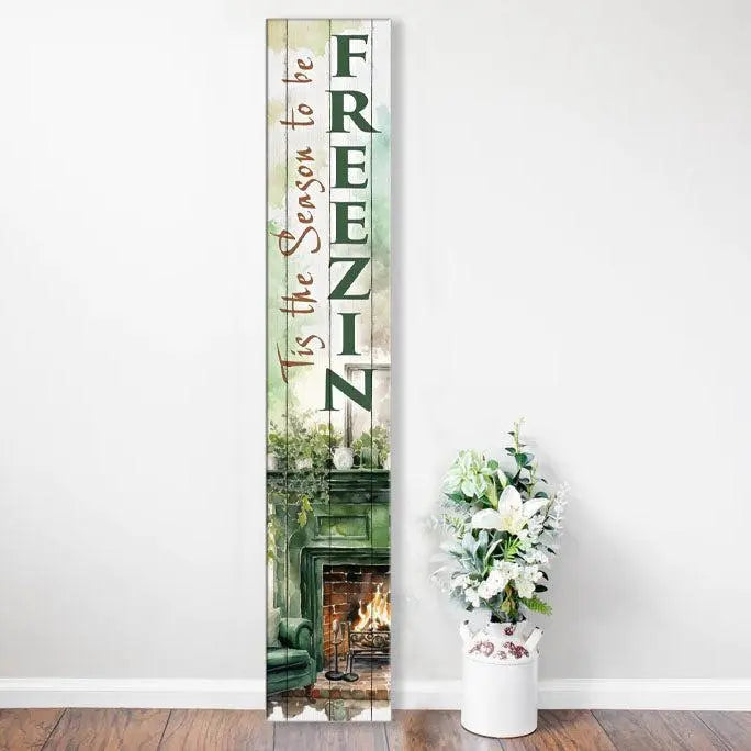 46" Brown White And Green Solid Wood Tis The Season To Be Jolly Porch Sign Homeroots Outdoor