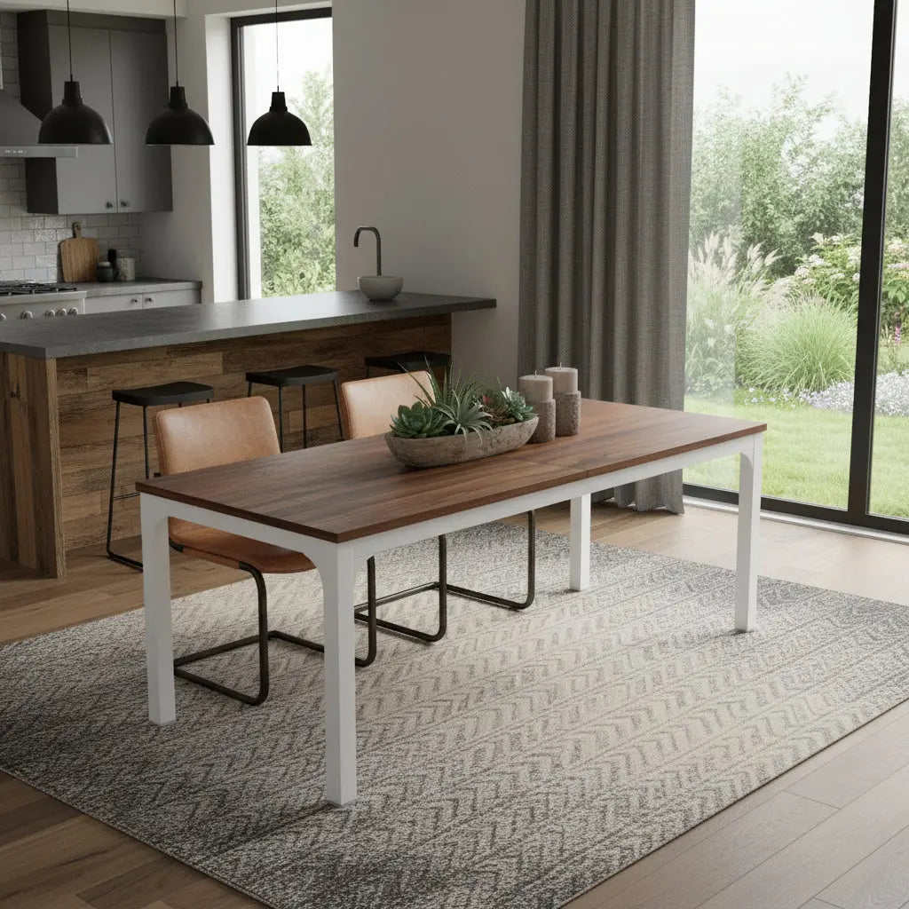 46" Brown and White Wood and Iron Dining Table Homeroots Kitchen & Dining