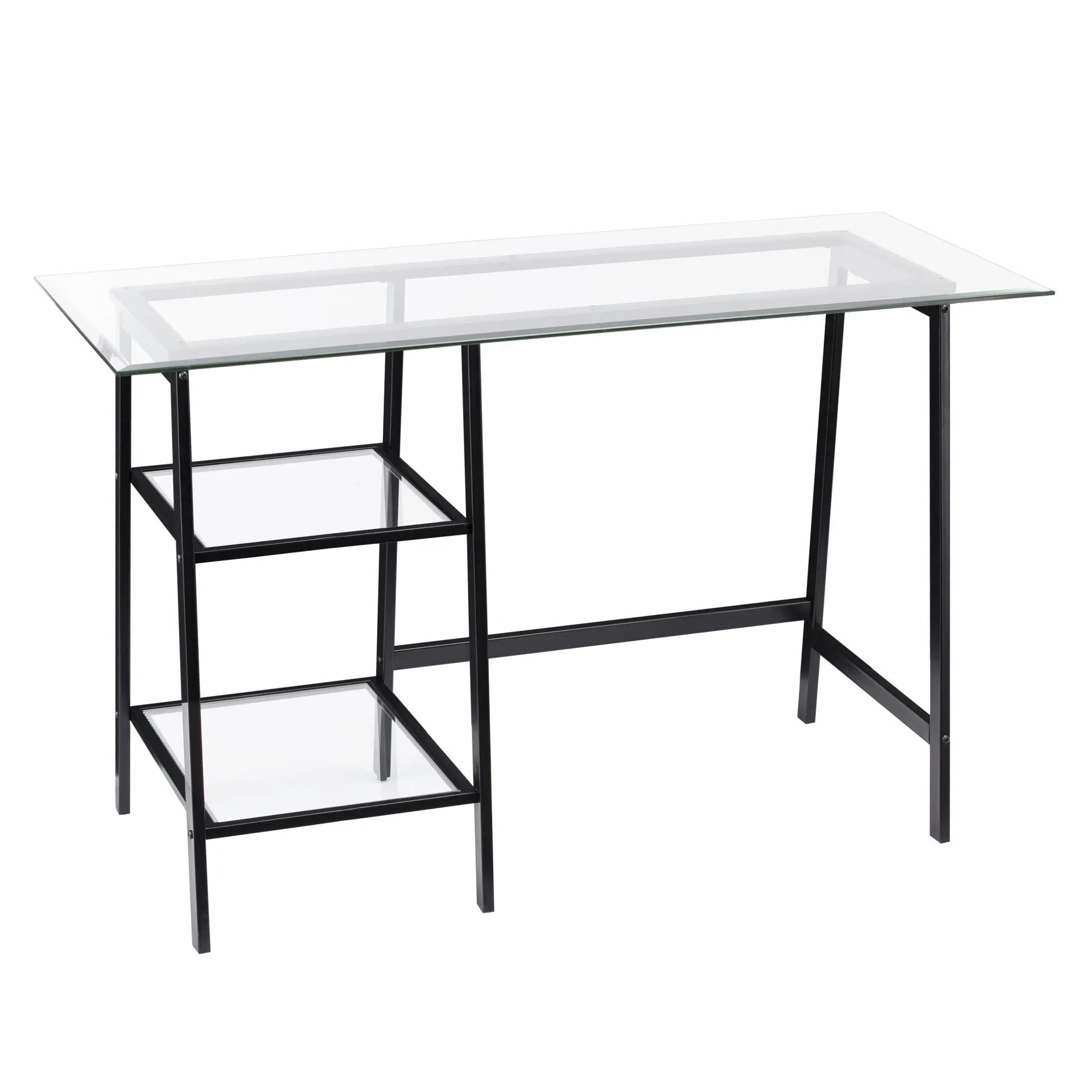 46" Clear and Black Glass Writing Desk Homeroots Office