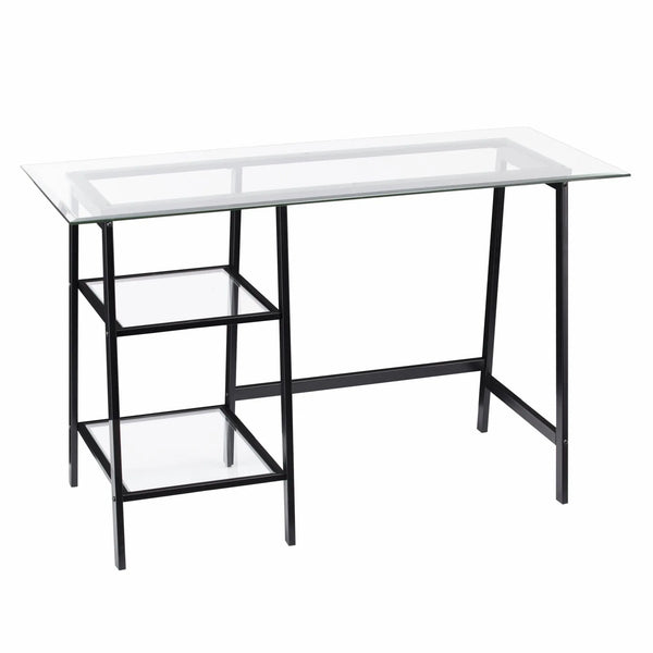 46" Clear and Black Glass Writing Desk Homeroots Office