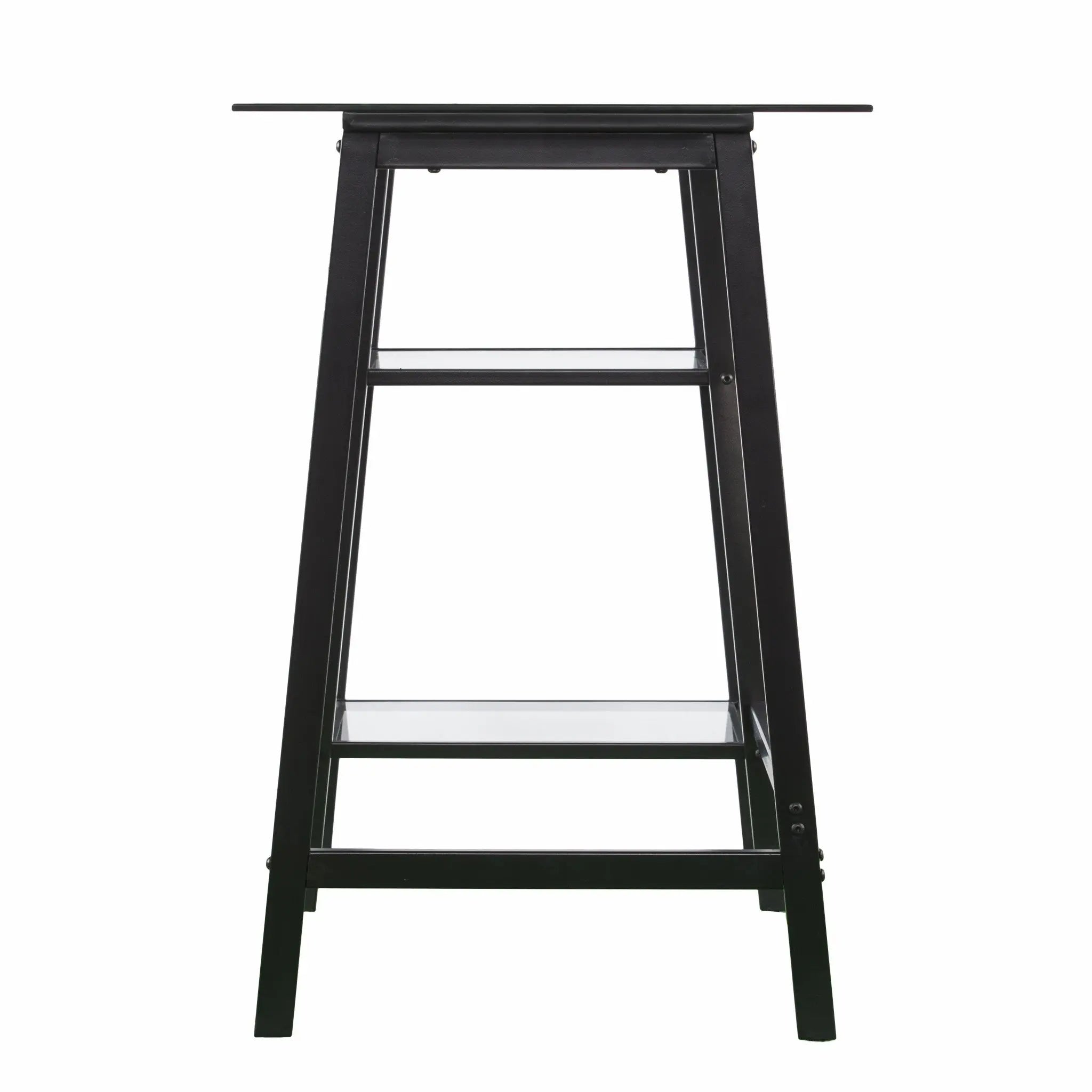 46" Clear and Black Glass Writing Desk Homeroots Office