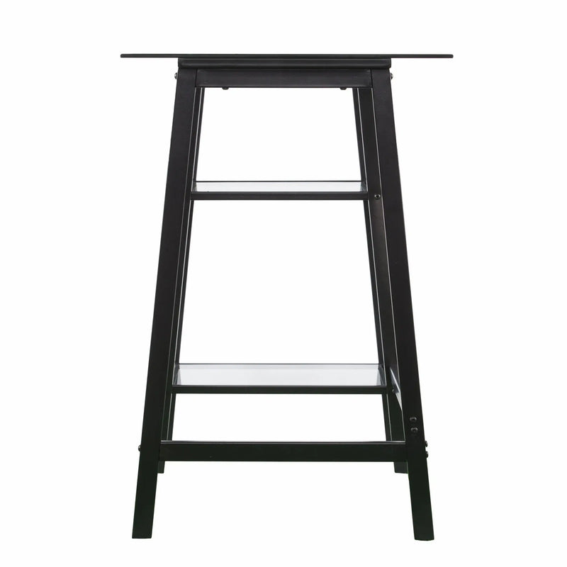 46" Clear and Black Glass Writing Desk Homeroots Office
